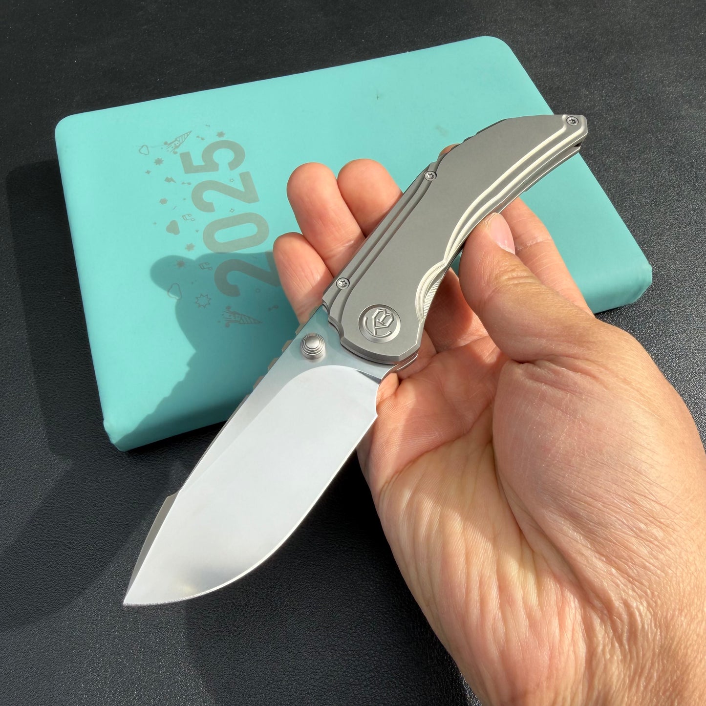 KB KNIVES KB388A Snorri Pocket Folding Knife Sandblast Titanium Handle 3.54'' Silver Bead Blasting M390