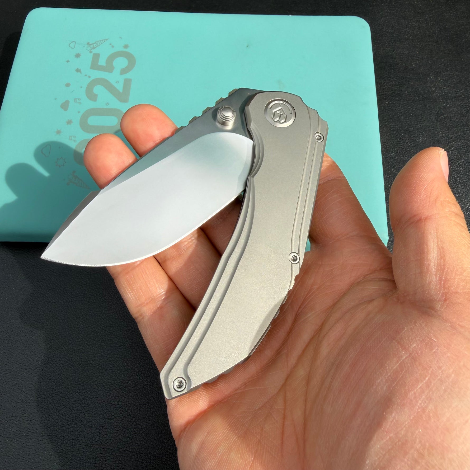 KB KNIVES KB388A Snorri Pocket Folding Knife Sandblast Titanium Handle 3.54'' Silver Bead Blasting M390
