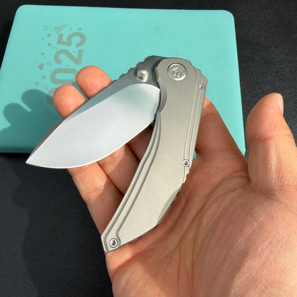 KB KNIVES KB388A Snorri Pocket Folding Knife Sandblast Titanium Handle 3.54'' Silver Bead Blasting M390