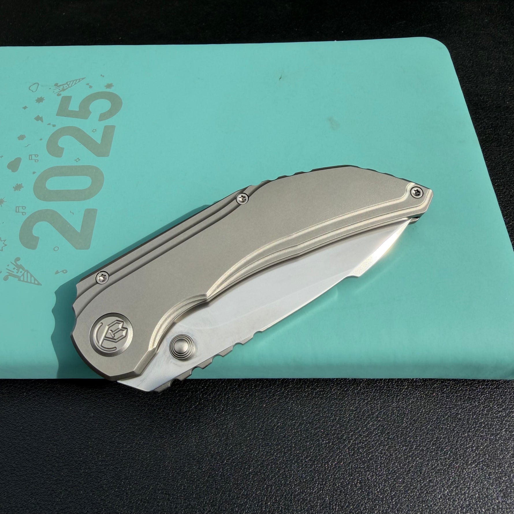 KB KNIVES KB388A Snorri Pocket Folding Knife Sandblast Titanium Handle 3.54'' Silver Bead Blasting M390