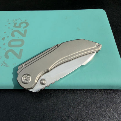 KB KNIVES KB388A Snorri Pocket Folding Knife Sandblast Titanium Handle 3.54'' Silver Bead Blasting M390