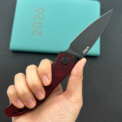 KU knife KU408E SNUG Linerlock Black Red Polycarbonate Folding knife
