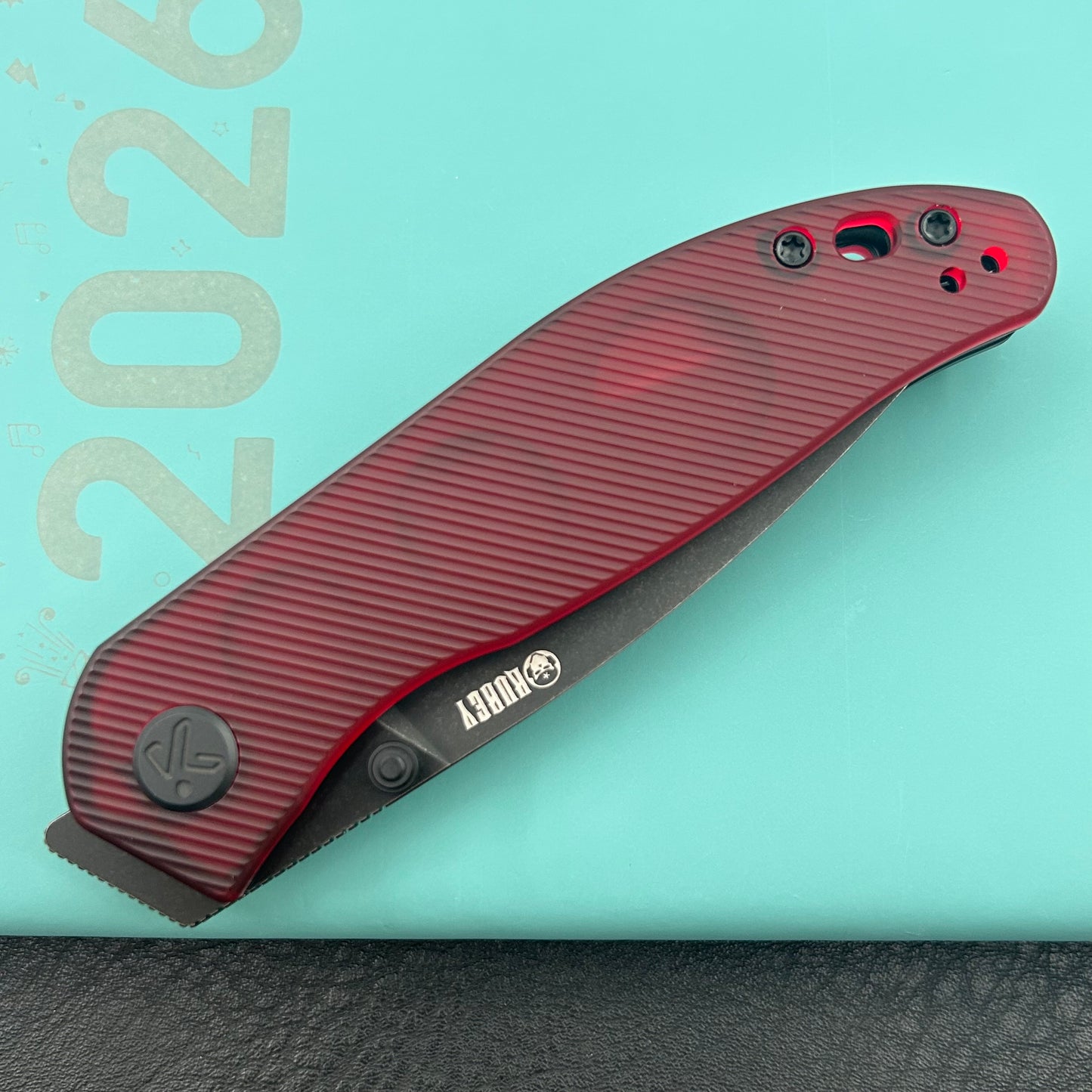 KU knife KU408E SNUG Linerlock Black Red Polycarbonate Folding knife