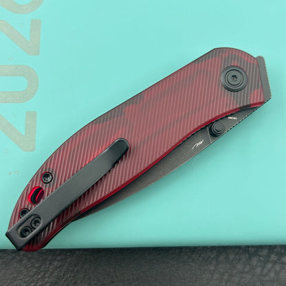 KU knife KU408E SNUG Linerlock Black Red Polycarbonate Folding knife