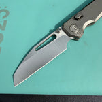 KB KB435A Venom Top Liner Lock Pocket Folding Knife Sandblast Titanium w/ Radial Milling 3.46" Belt Satin  CPM S90V Blade