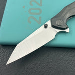 KB KNIVES KB495E Nova Reverse Tanto Frame Locking Folding Knife DLC Titanium Handle 3.66" Belt Satin M390