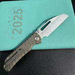 KB Venom KB435B Top Liner Lock Pocket Folding Knife Flame Ano Titanium w/ Radial Milling 3.46" Belt Satin CPM S90V Blade