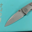 KB Knives KB258A Vertigo Frame Lock Folding Knife Titanium with Santa Clara CamoCarbon Inlays 3.11" Darkwash CPM S35VN Blade