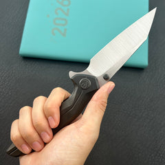 KB KNIVES KB495E Nova Reverse Tanto Frame Locking Folding Knife DLC Titanium Handle 3.66" Belt Satin M390