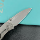 KB Knives KB258A Vertigo Frame Lock Folding Knife Titanium with Santa Clara CamoCarbon Inlays 3.11" Darkwash CPM S35VN Blade