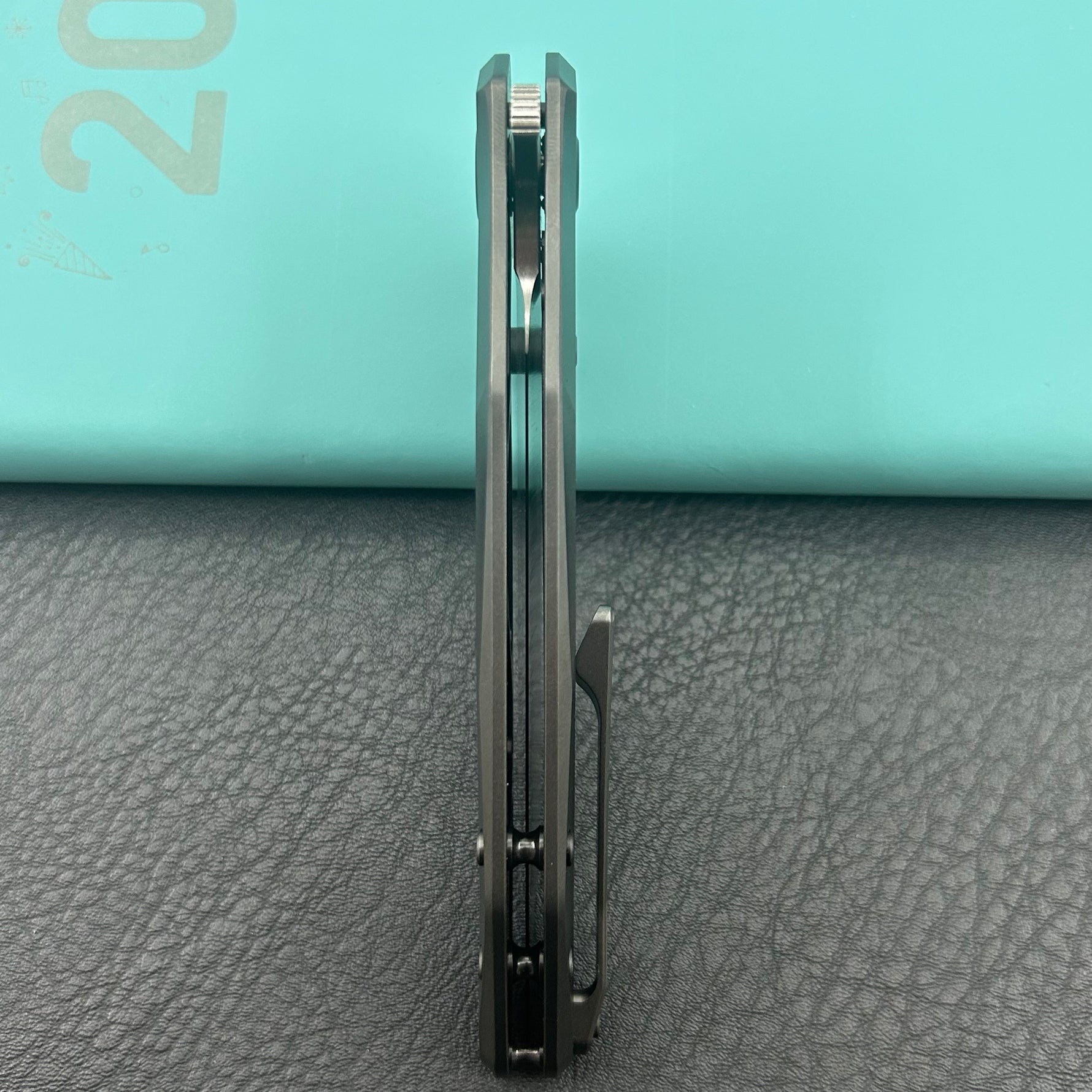 KB KNIVES KB495E Nova Reverse Tanto Frame Locking Folding Knife DLC Titanium Handle 3.66" Belt Satin M390