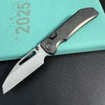 KB KNIVES  KB435C Venom Top Liner Lock Pocket Folding Knife DLC Titanium w/ Radial Milling 3.46" Belt Satin CPM S90V Blade