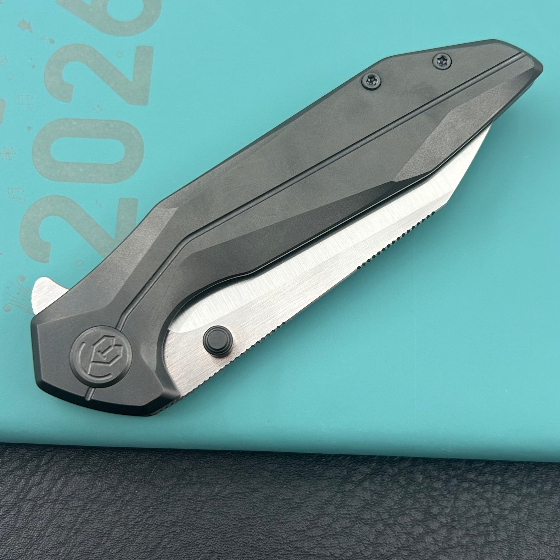 KB KNIVES KB495E Nova Reverse Tanto Frame Locking Folding Knife DLC Titanium Handle 3.66" Belt Satin M390