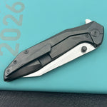 KB KNIVES KB495E Nova Reverse Tanto Frame Locking Folding Knife DLC Titanium Handle 3.66" Belt Satin M390