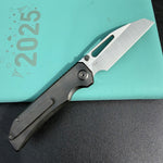 KB KNIVES  KB435C Venom Top Liner Lock Pocket Folding Knife DLC Titanium w/ Radial Milling 3.46" Belt Satin CPM S90V Blade