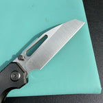 KB KNIVES  KB435C Venom Top Liner Lock Pocket Folding Knife DLC Titanium w/ Radial Milling 3.46" Belt Satin CPM S90V Blade