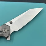 KB KNIVES KB495A Nova Reverse Tanto Frame Locking Folding Knife Sandblast Titanium Handle 3.66" Belt Satin M390 Folding Knife