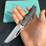 KB KNIVES  KB435C Venom Top Liner Lock Pocket Folding Knife DLC Titanium w/ Radial Milling 3.46" Belt Satin CPM S90V Blade