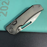 KB KNIVES  KB435C Venom Top Liner Lock Pocket Folding Knife DLC Titanium w/ Radial Milling 3.46" Belt Satin CPM S90V Blade