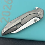 KB KNIVES KB495A Nova Reverse Tanto Frame Locking Folding Knife Sandblast Titanium Handle 3.66" Belt Satin M390 Folding Knife