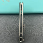 KB KNIVES KB495A Nova Reverse Tanto Frame Locking Folding Knife Sandblast Titanium Handle 3.66" Belt Satin M390 Folding Knife