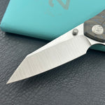 KB KNIVES KB495B Nova Reverse Tanto Frame Locking Folding Knife Flamed Titanium Handle 3.66" Belt Satin M390