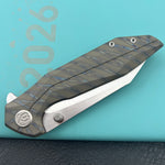 KB KNIVES KB495B Nova Reverse Tanto Frame Locking Folding Knife Flamed Titanium Handle 3.66" Belt Satin M390