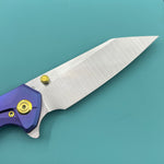 KB KNIVES KB495C Nova Reverse Tanto Frame Locking Folding Knife Blurple Titanium Handle 3.66" Belt Satin M390