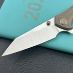 KB KNIVES KB495D Nova Reverse Tanto Frame Locking Folding Knife Bronze Titanium Handle 3.66" Belt Satin M390