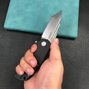 KUBEY KU318A Mikkel Willumsen Design Bravo one Tanto Outdoor Folding Camping Knife Black G10 Handle 3.39" Bead Blasted AUS-10