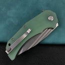 KUBEY KU318D Mikkel Willumsen Design Bravo one Tanto Outdoor Folding Camping Knife Jade G10 Handle 3.39" Bead Blasted AUS-10