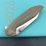 KB KNIVES KB495D Nova Reverse Tanto Frame Locking Folding Knife Bronze Titanium Handle 3.66" Belt Satin M390