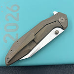 KB KNIVES KB495D Nova Reverse Tanto Frame Locking Folding Knife Bronze Titanium Handle 3.66" Belt Satin M390