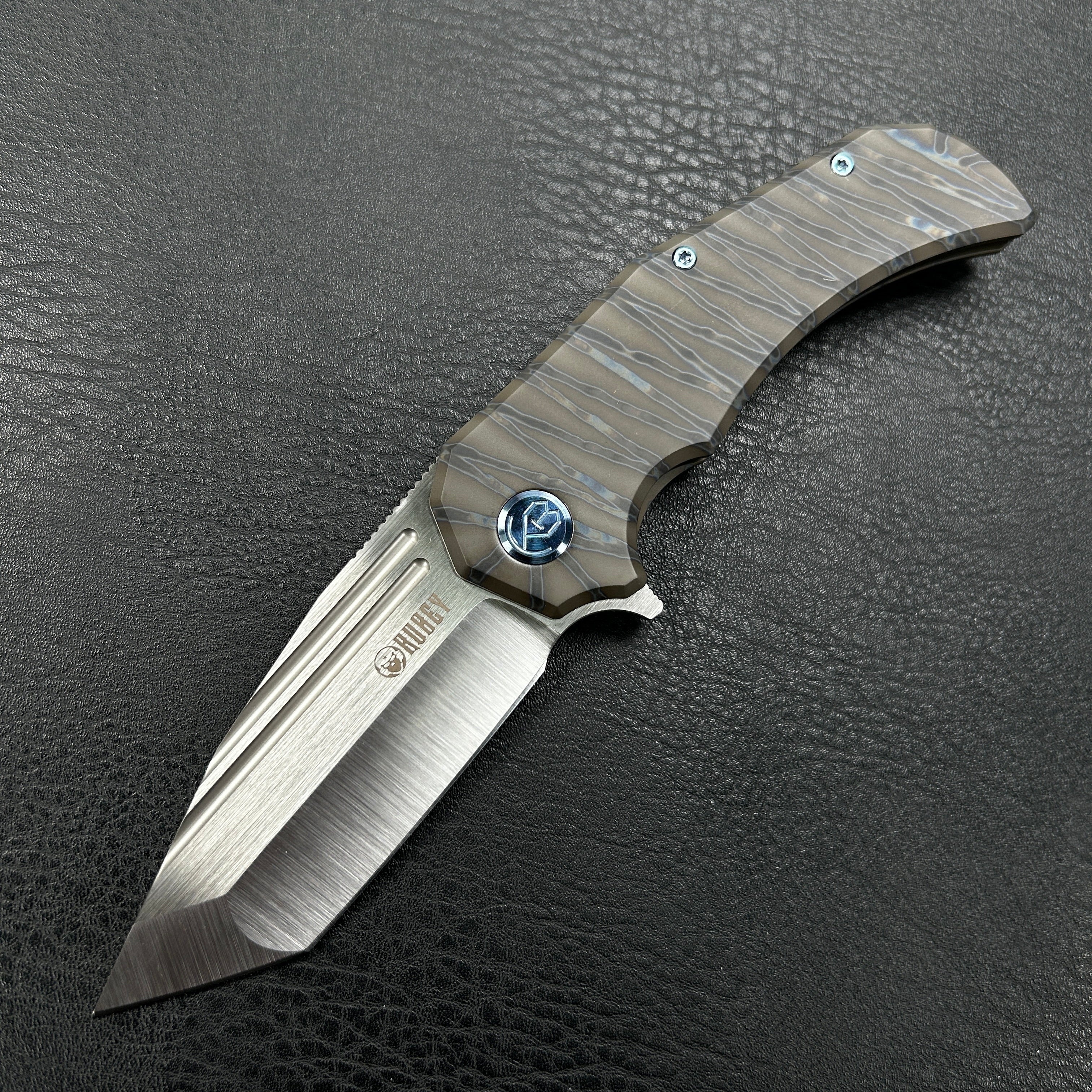 KUBEY KB366B Mikkel Willumsen Design Bravo one Frame Tactical Folding Knife 6AL4V Titanium 3.39" Belt Satin Boher M390