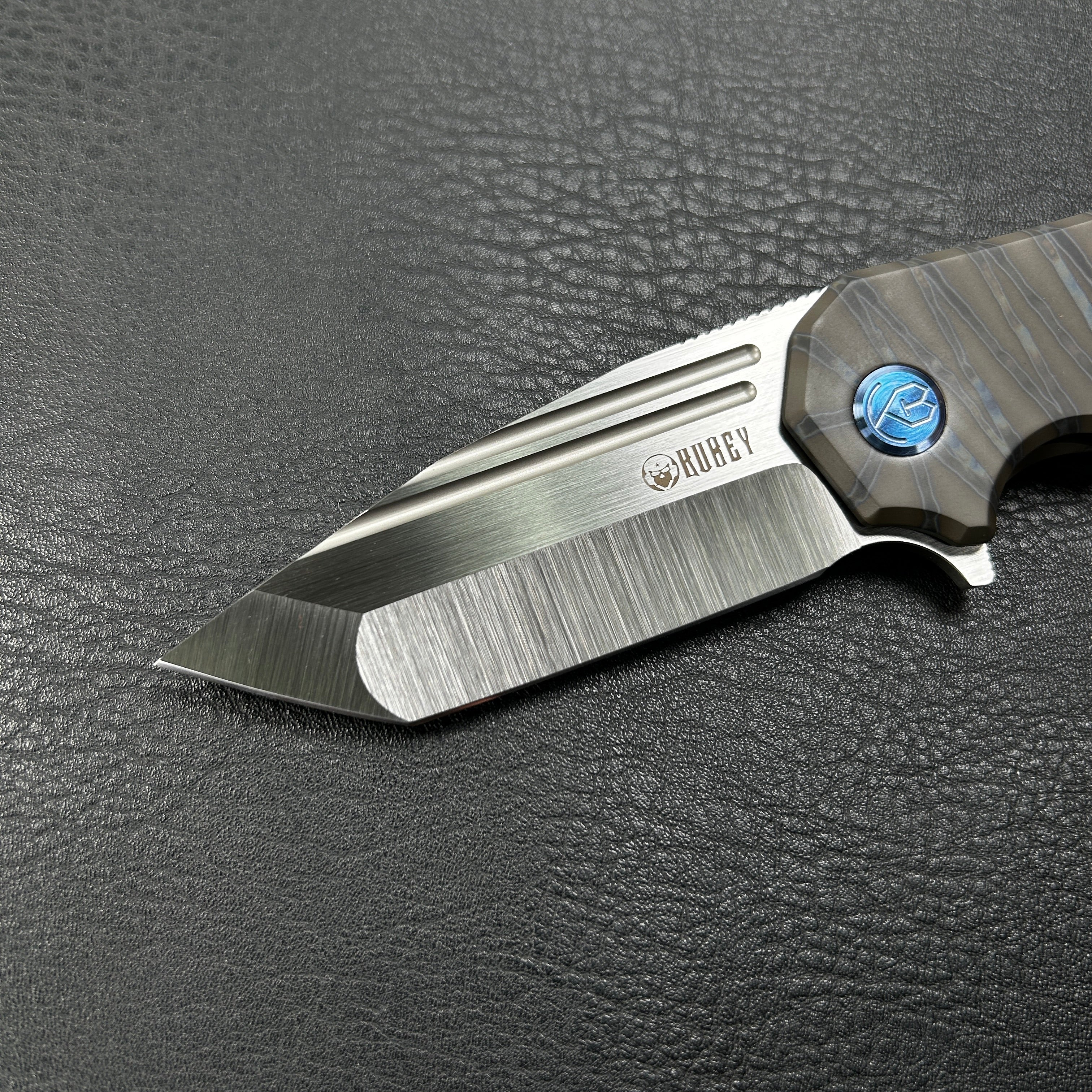 KUBEY KB366B Mikkel Willumsen Design Bravo one Frame Tactical Folding Knife 6AL4V Titanium 3.39" Belt Satin Boher M390