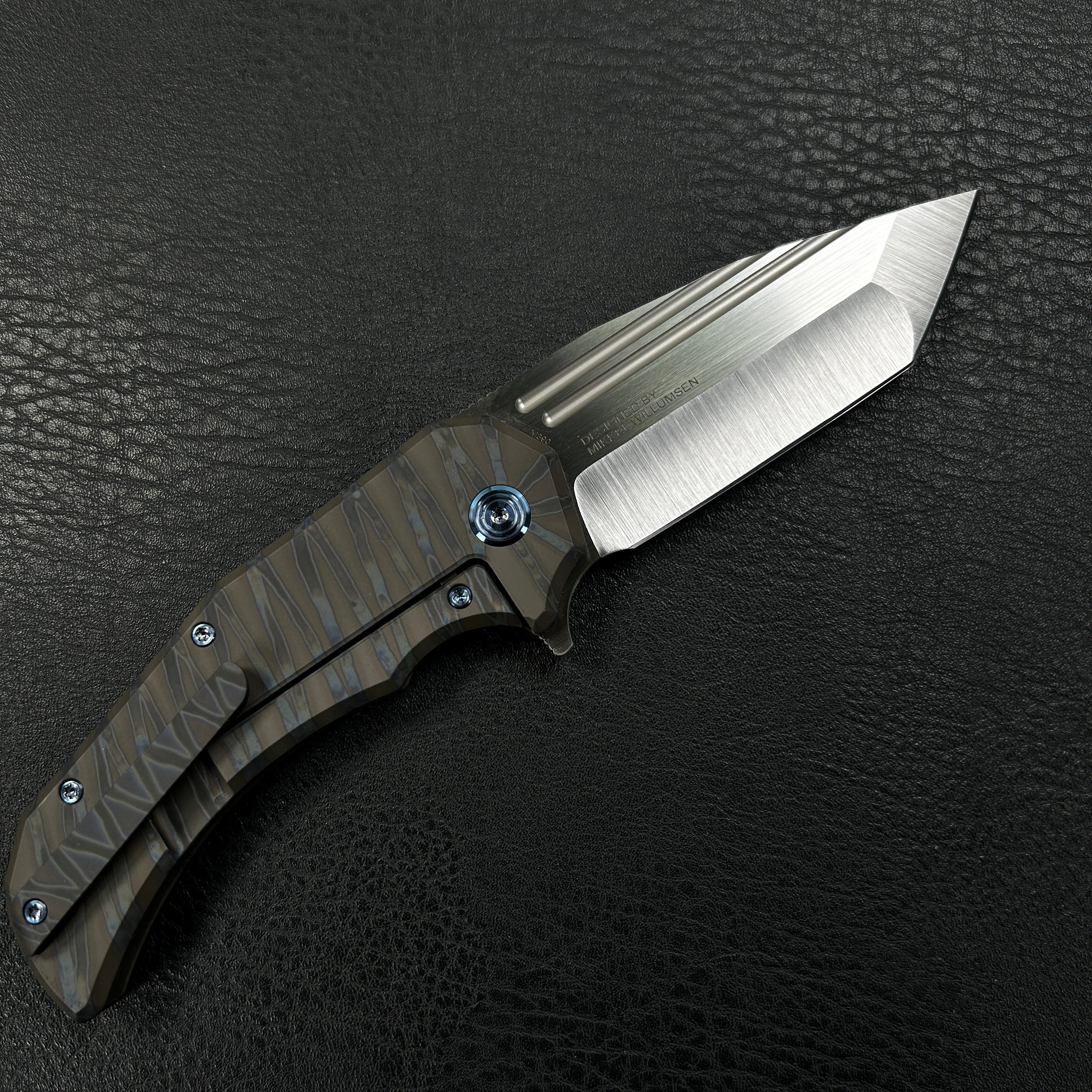 KUBEY KB366B Mikkel Willumsen Design Bravo one Frame Tactical Folding Knife 6AL4V Titanium 3.39" Belt Satin Boher M390