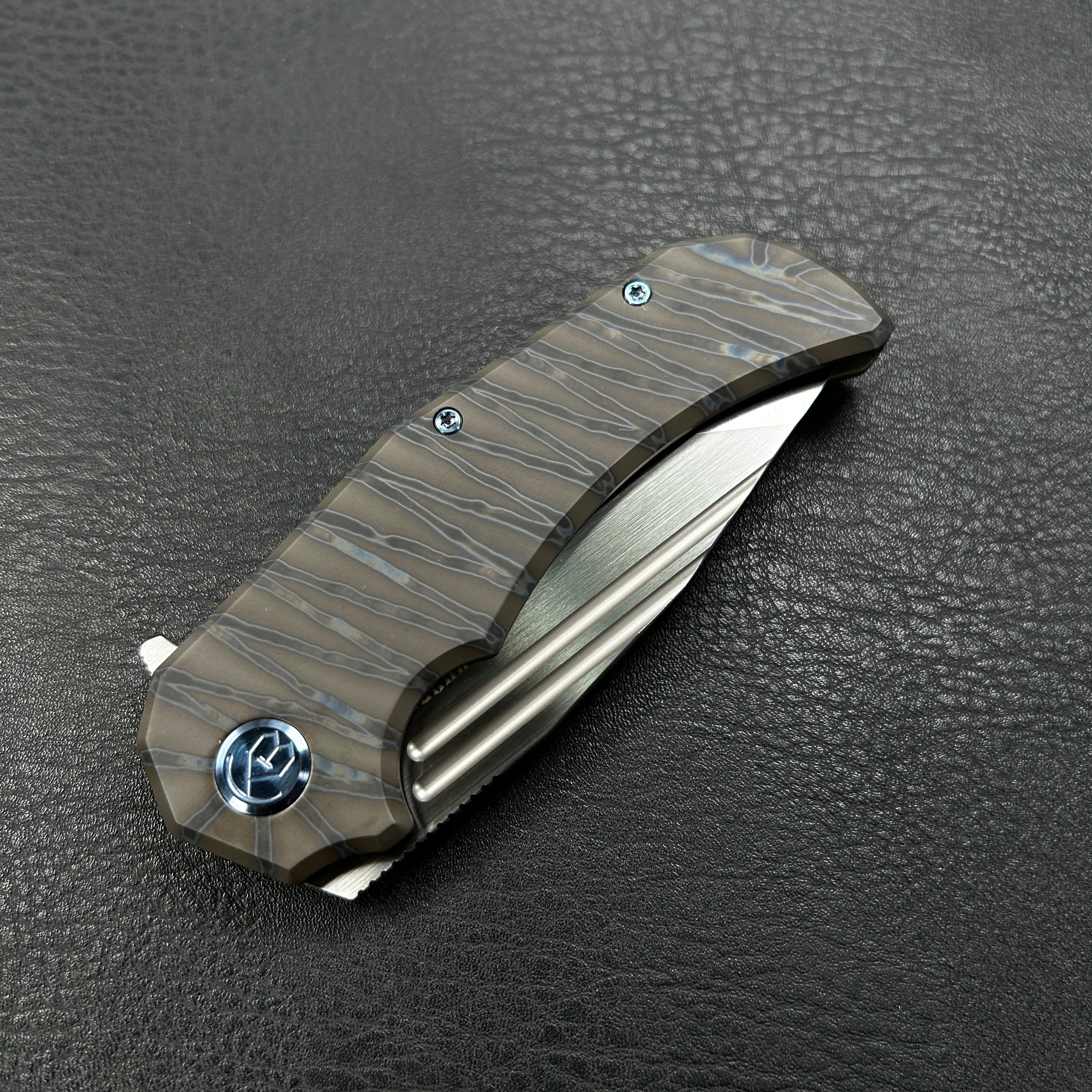 KUBEY KB366B Mikkel Willumsen Design Bravo one Frame Tactical Folding Knife 6AL4V Titanium 3.39" Belt Satin Boher M390