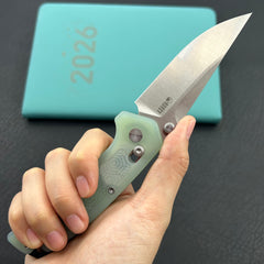 KU KNIVES KU464B Geri Crossbar Lock Jade Folding Knife