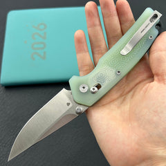 KU KNIVES KU464B Geri Crossbar Lock Jade Folding Knife