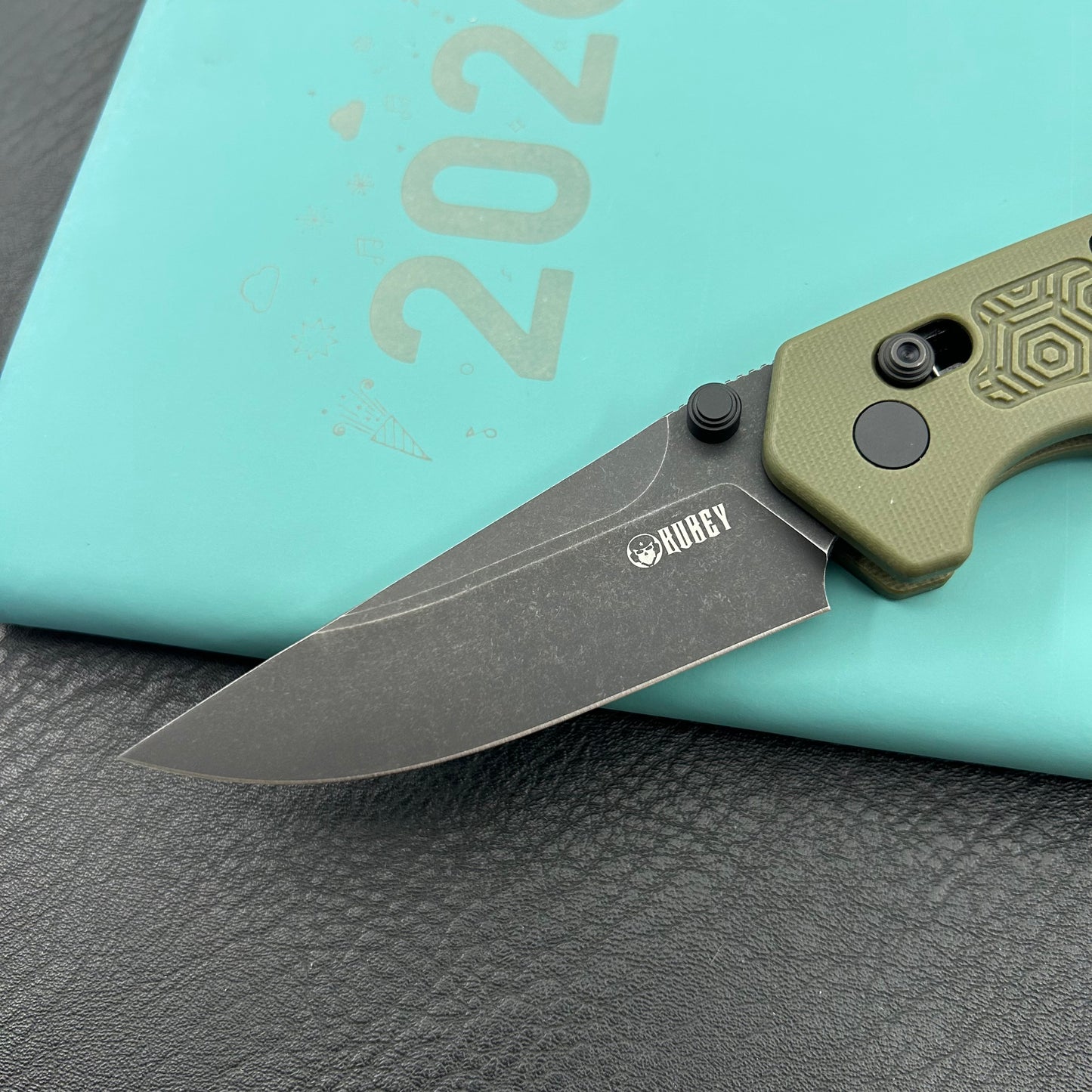 KU knife KU464C Geri Crossbar Lock Black OD Green Folding Knife