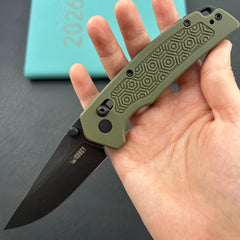 KU KNIVES KU464C Geri Crossbar Lock Black OD Green Folding Knife