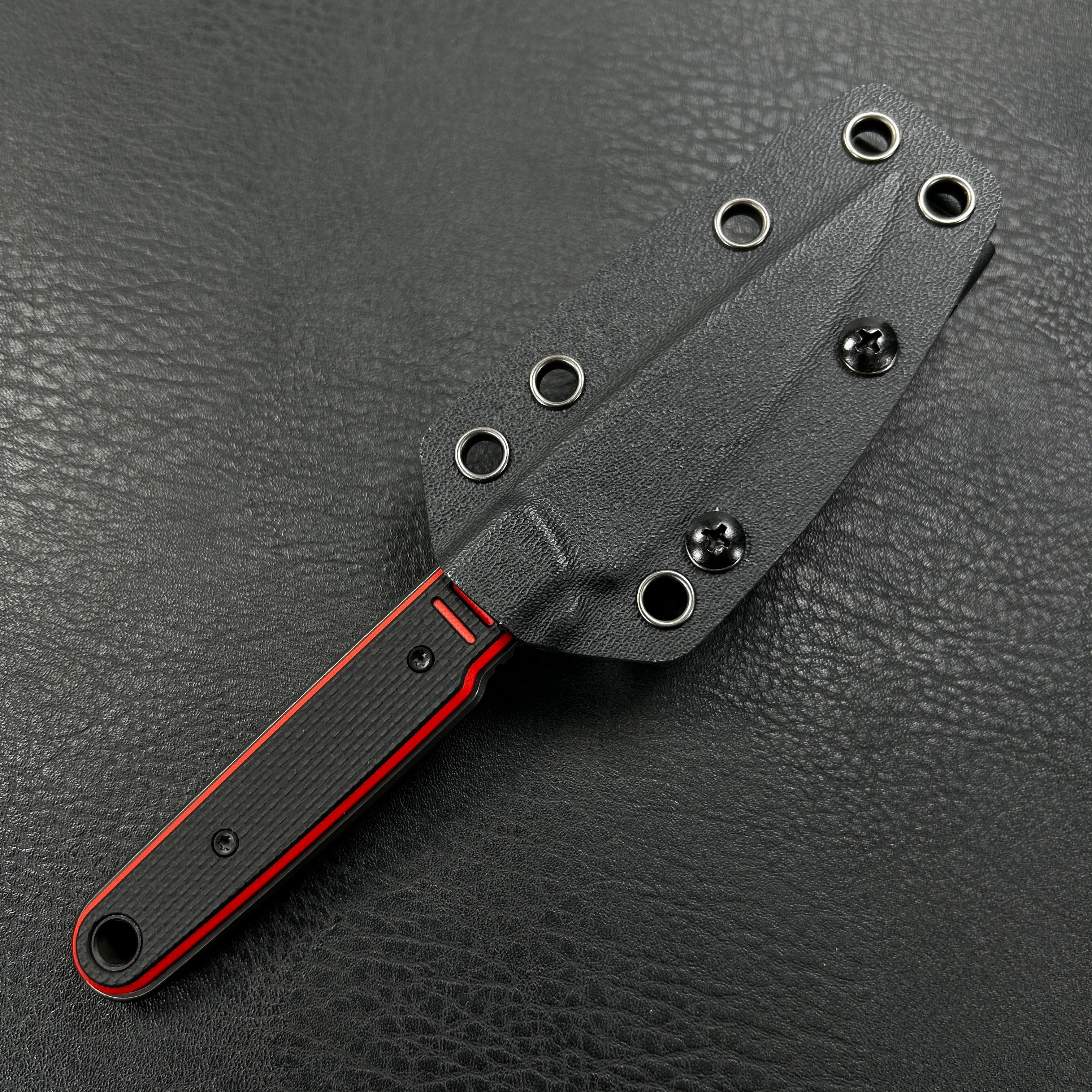 KUBEY KU356A JL Drop Point Fixie Every Day Carry Fixed Blade Knife Red Black G-10 3.11'' Drop Point Blackwash 14C28N