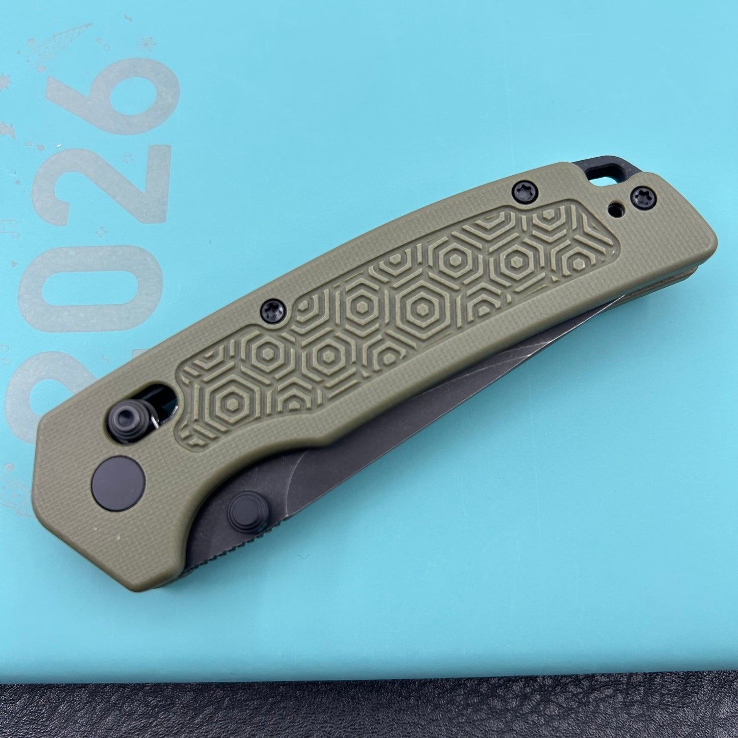 KU knife KU464C Geri Crossbar Lock Black OD Green Folding Knife