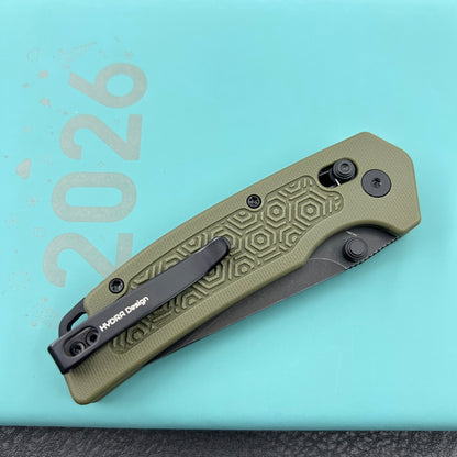 KU knife KU464C Geri Crossbar Lock Black OD Green Folding Knife