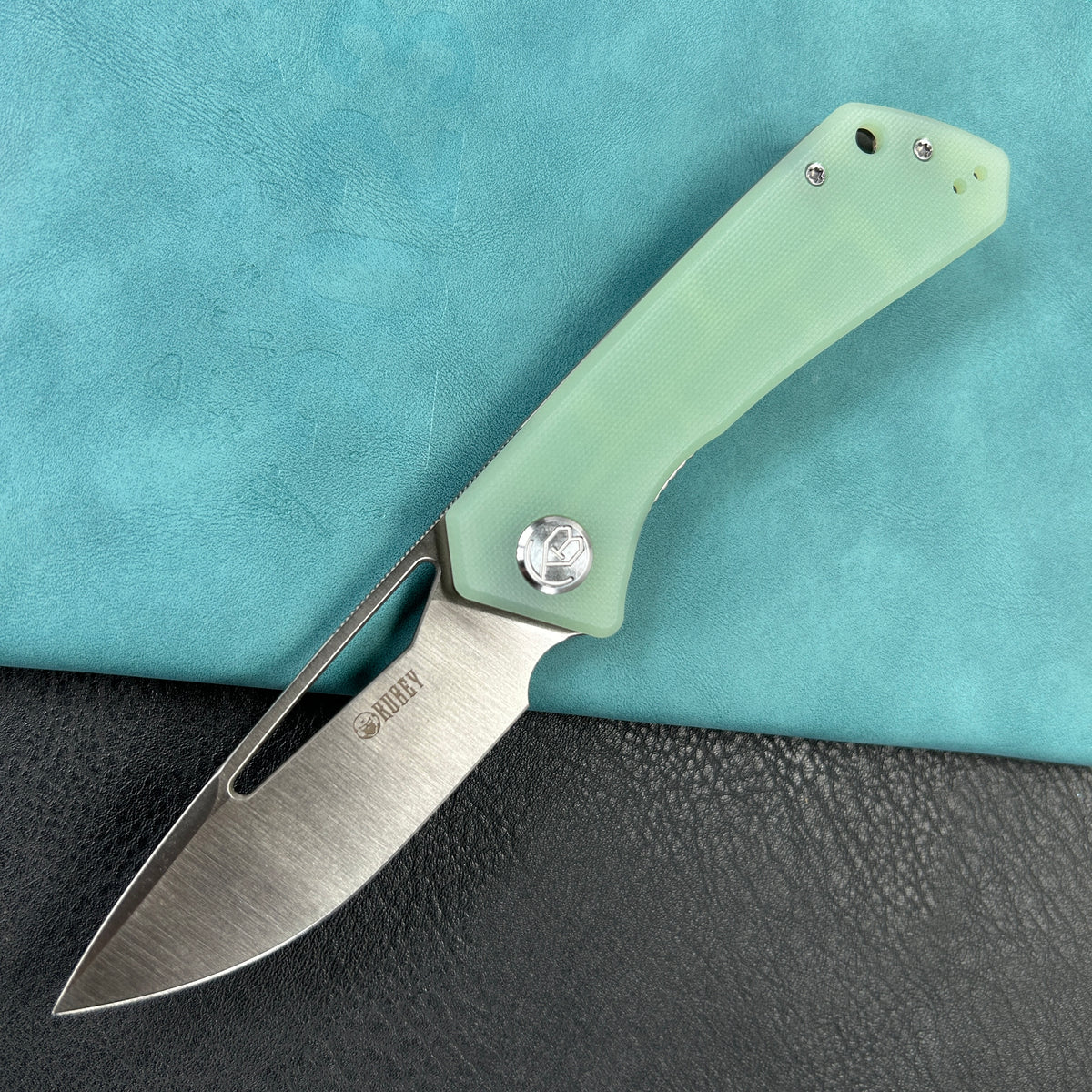 KUBEY KU331 Thalia Front Flipper EDC Pocket Folding Knife Jade G10 Handle 3.27" Satin D2