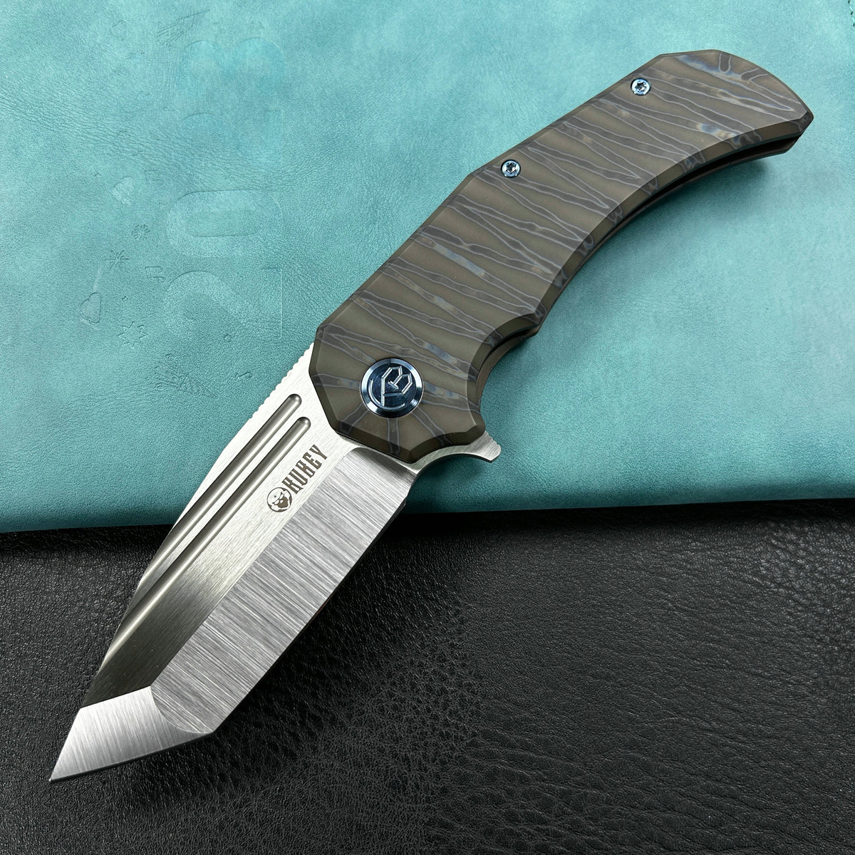 KUBEY KB366B Mikkel Willumsen Design Bravo one Frame Tactical Folding Knife 6AL4V Titanium 3.39" Belt Satin Boher M390