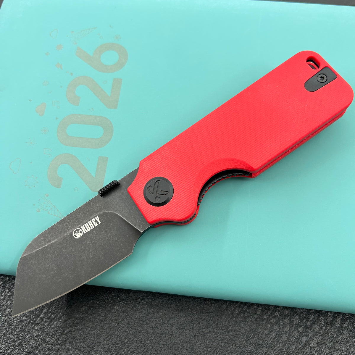 KU knife KU407D Boxer Linerlock Black Red Folding Knife