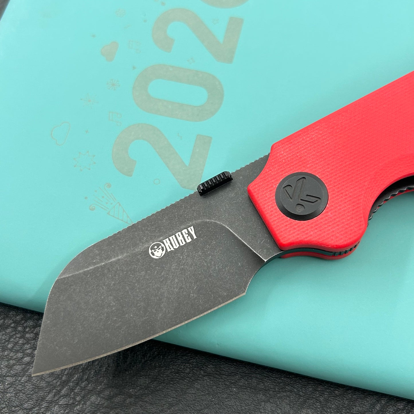 KU knife KU407D Boxer Linerlock Black Red Folding Knife