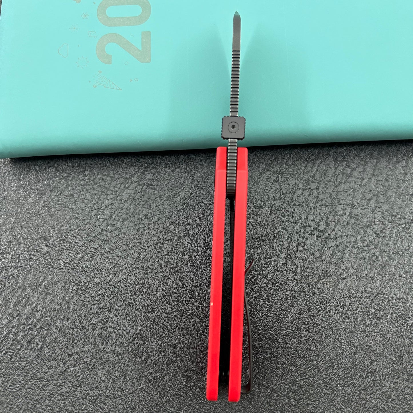 KU knife KU407D Boxer Linerlock Black Red Folding Knife