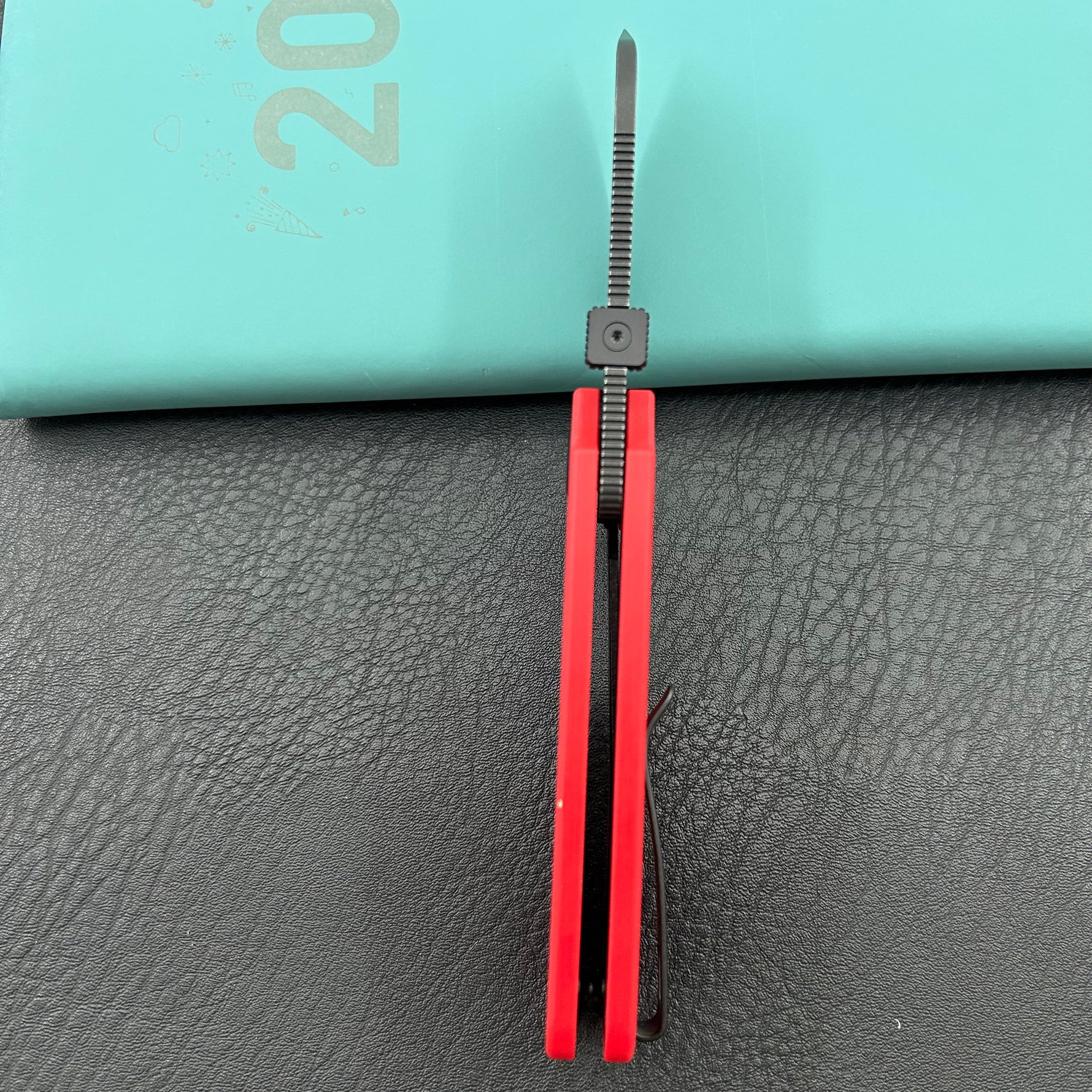 KU knife KU407D Boxer Linerlock Black Red Folding Knife